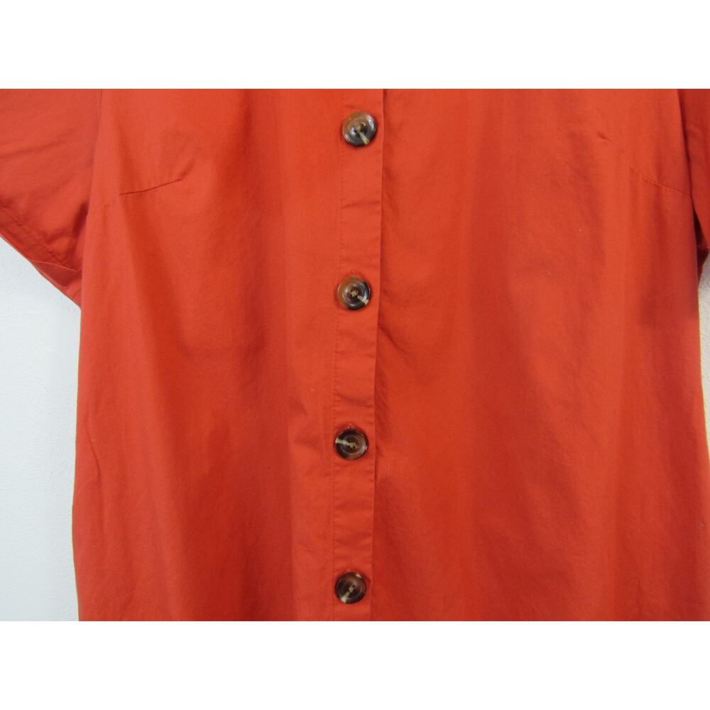 Who What Wear XXL Short Sleeve Button Front Trapeze Dress Red Orange Mini Cotton - Picture 4 of 6